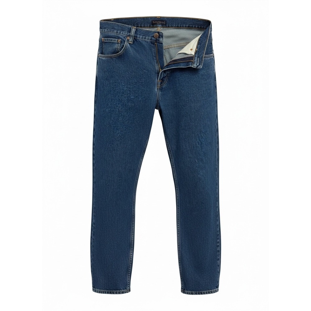 Nudie Jeans Gritty Jackson 90s Stone Blue Straight Leg Denim Mens 38x32 (HH12)